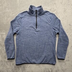 Avalanche Sweater Medium Blue Mock Neck 1/4 Zip Pullover Stretch Knit